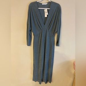 Muted teal w/slight shimmer maxi dress. Sz. XL. Flowy sleeves, never worn.